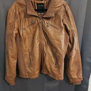 Tan Faux Leather Jacket Sz. 2x
